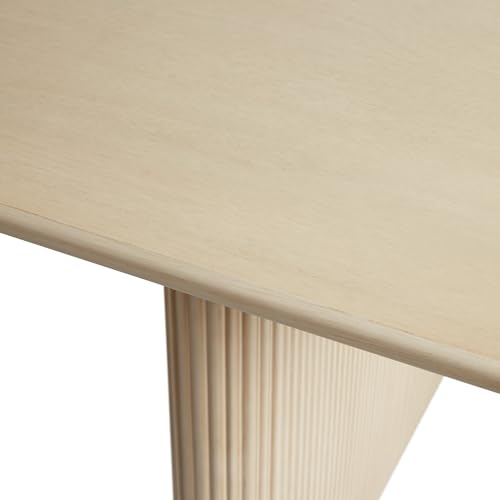 Modern Birch Dining Table with Reeded Plinth Base