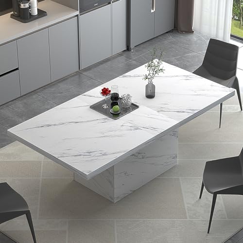 Marble Dining Table for 6-8 People, 70" Long
