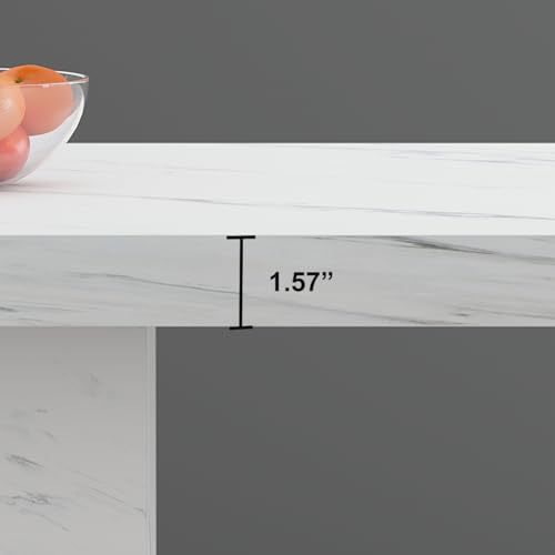 Marble Dining Table for 6-8 People, 70" Long