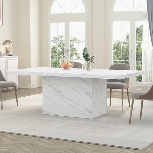Marble Dining Table for 6-8 People, 70" Long
