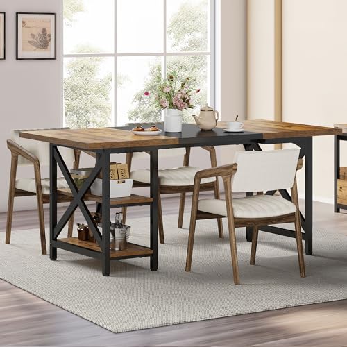 Rustic Brown Wood Dining Table, Seats 4-6, 70.27