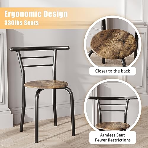 Round Wooden Table & Chair Set with Built-in Wine Rack