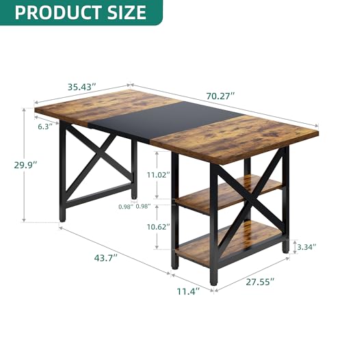 Rustic Brown Wood Dining Table, Seats 4-6, 70.27