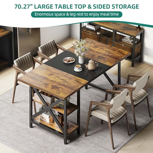 Rustic Brown Wood Dining Table, Seats 4-6, 70.27