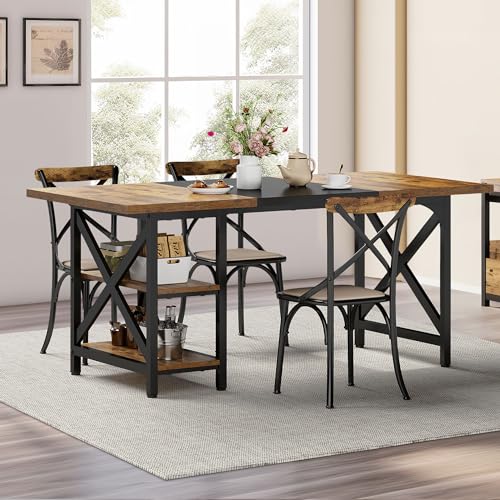 Rustic Brown Wood Dining Table, Seats 4-6, 70.27