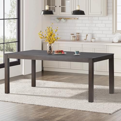 Rectangle Wood Dining Table seats 4-6, Farmhouse Style, Brown