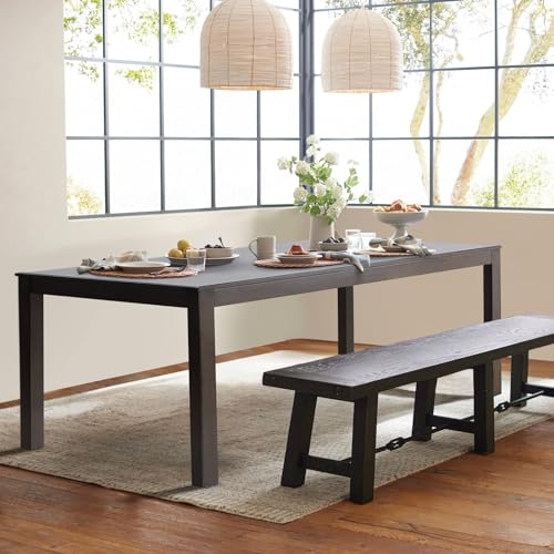 Rectangle Wood Dining Table seats 4-6, Farmhouse Style, Brown