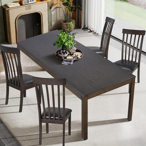 Rectangle Wood Dining Table seats 4-6, Farmhouse Style, Brown
