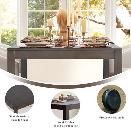 Rectangle Wood Dining Table seats 4-6, Farmhouse Style, Brown