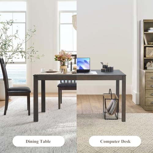 Rectangle Wood Dining Table seats 4-6, Farmhouse Style, Brown