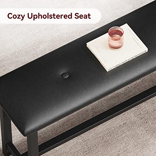 Retro Grey Dining Table Set for 4 with Benches