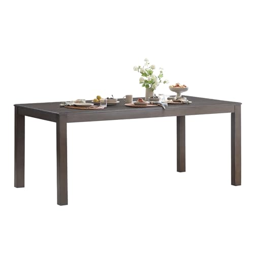 Rectangle Wood Dining Table seats 4-6, Farmhouse Style, Brown