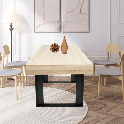 Extendable Rustic Dining Table for 6-10, Modern Kitchen