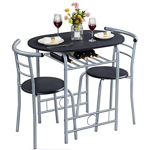 Yaheetech 3-Piece Kitchen Dining Set with Wine Rack