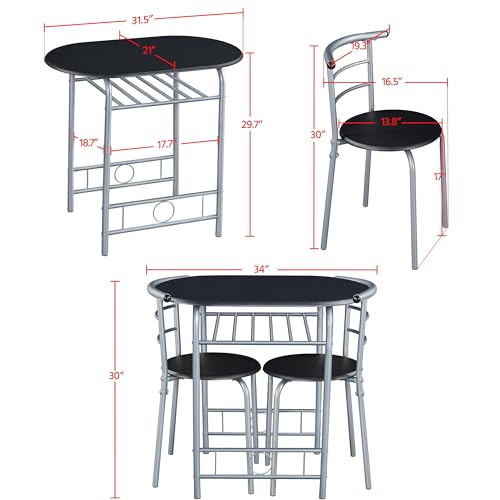Yaheetech 3-Piece Kitchen Dining Set with Wine Rack