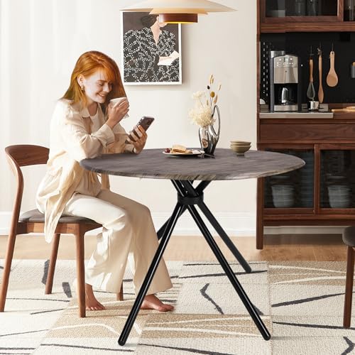 31.5" Round Vintage Wood Dining Table for Home