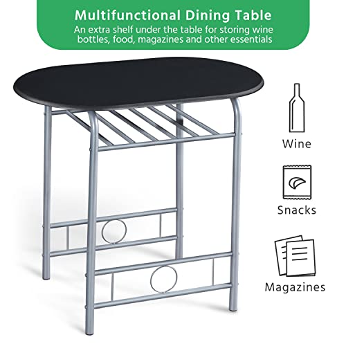 Yaheetech 3-Piece Kitchen Dining Set with Wine Rack