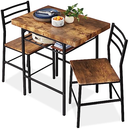 Modern 3-Piece Dining Set with Built-in Storage Rack