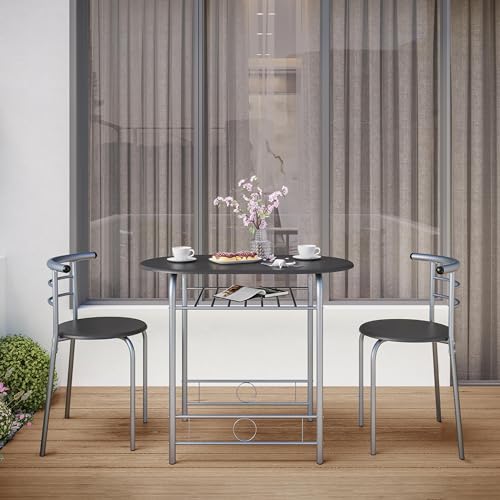 Yaheetech 3-Piece Kitchen Dining Set with Wine Rack