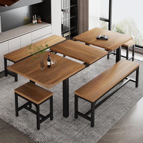 Mid-Century Dining Table Set for 4-8 People, Walnut