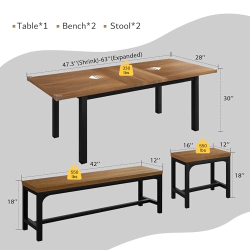 Mid-Century Dining Table Set for 4-8 People, Walnut