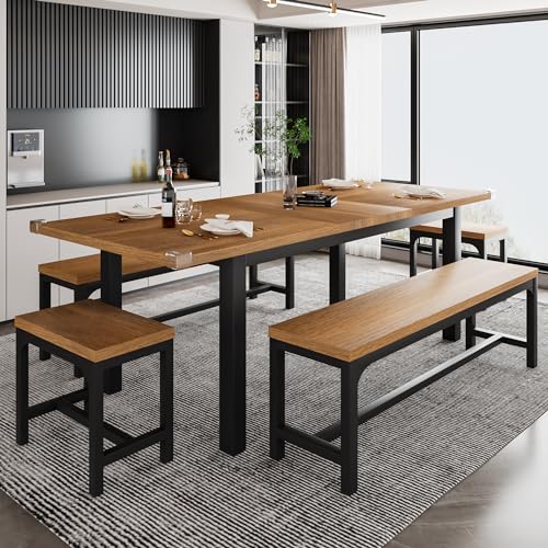 Mid-Century Dining Table Set for 4-8 People, Walnut