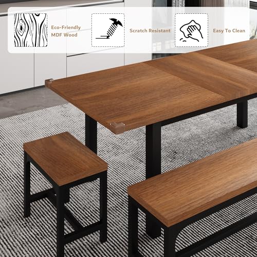 Mid-Century Dining Table Set for 4-8 People, Walnut