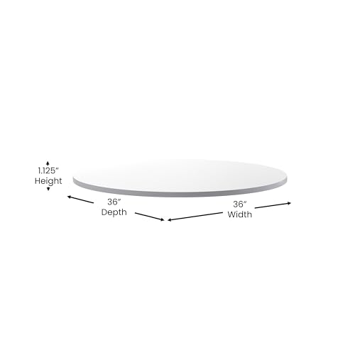 36" Round Reversible Laminate Indoor/Outdoor Table, White/Gray