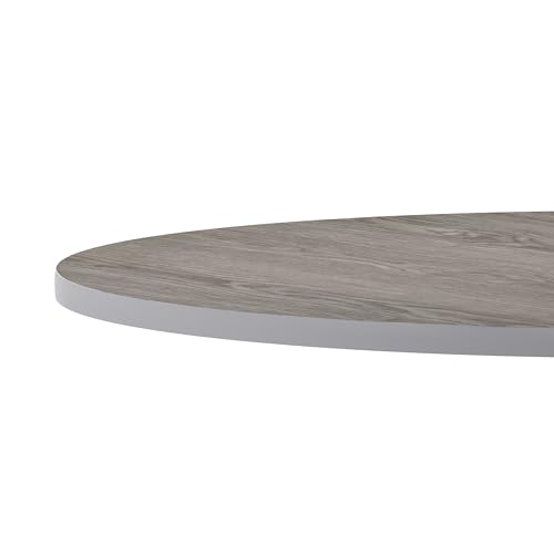 36" Round Reversible Laminate Indoor/Outdoor Table, White/Gray