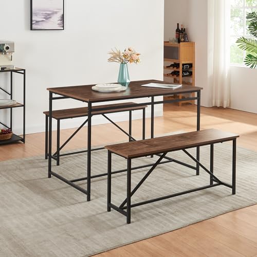 Panana 3-Piece Kitchen Table Set with Benches