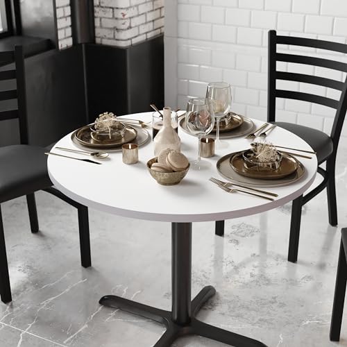 36" Round Reversible Laminate Indoor/Outdoor Table, White/Gray