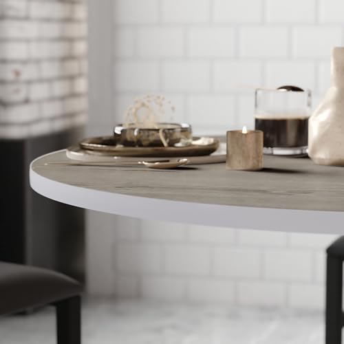 36" Round Reversible Laminate Indoor/Outdoor Table, White/Gray