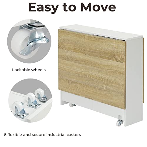 Tiptiper Folding Dining Table, Space Saving with Storage