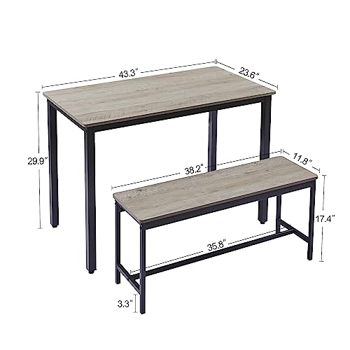 Industrial Breakfast Dining Set with Benches, Bar Table