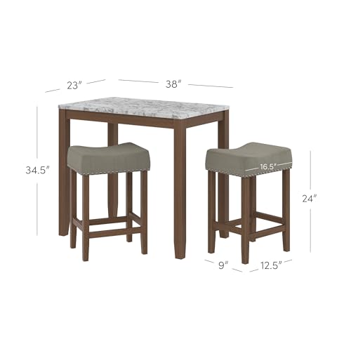 Viktor 3 Piece Dining Set with Marble Top