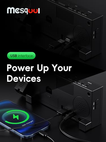 Large LED Projection Alarm Clock for Bedrooms - 5-Level Dimmer