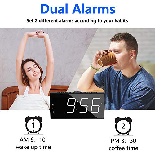 LED Alarm Clock with 2 Alarms, Big Display