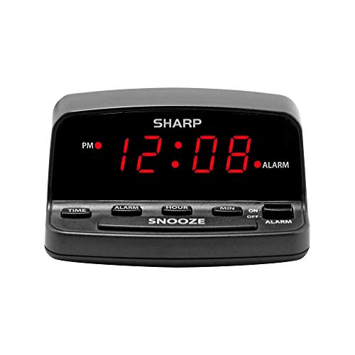 Modern Black Alarm Clock with Red LED Display