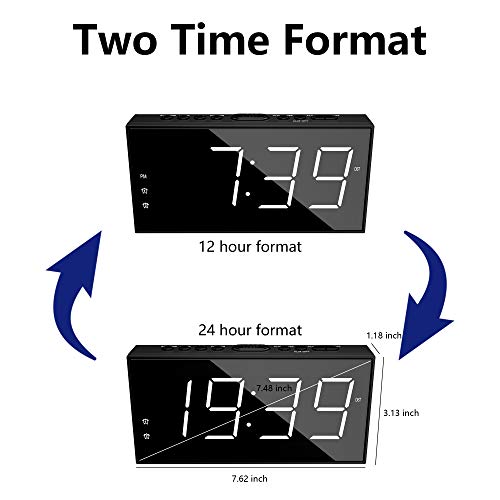 LED Alarm Clock with 2 Alarms, Big Display