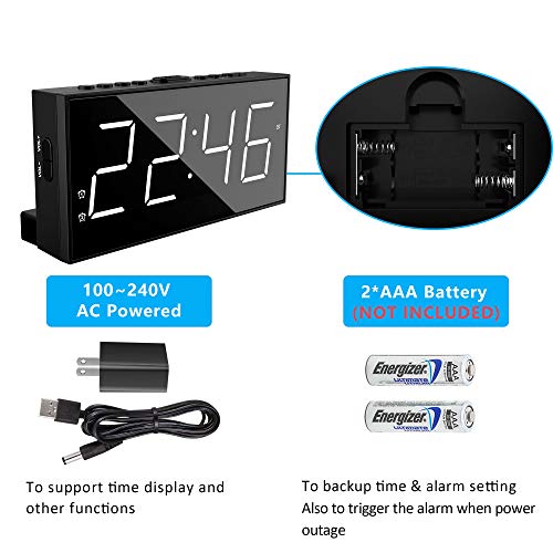 LED Alarm Clock with 2 Alarms, Big Display