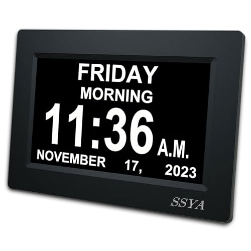 SSYA 7" Calendar Clock - 12 Alarms, Auto Dimmable