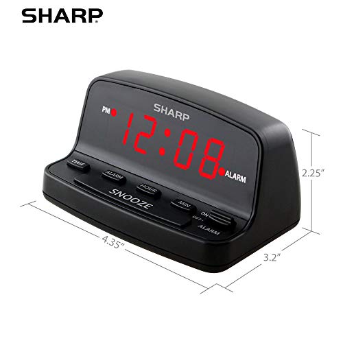 Modern Black Alarm Clock with Red LED Display