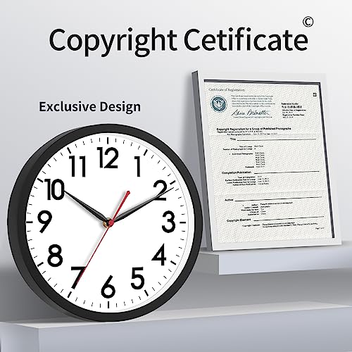 Modern 10 Inch Silent Wall Clock for Indoor/Outdoor