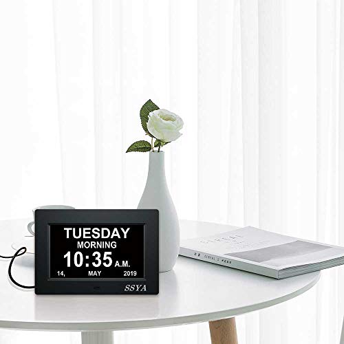 SSYA 7" Calendar Clock - 12 Alarms, Auto Dimmable