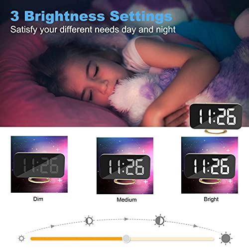 Modern LED Alarm Clock with USB Charger - Gold