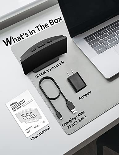 Modern Curved Digital Alarm Clock with Blue LED