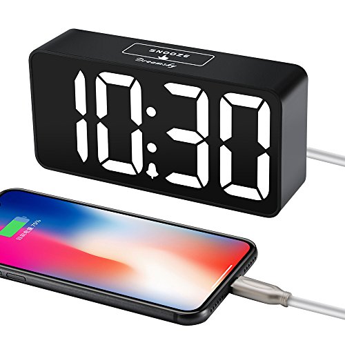 Digital Alarm Clock with Large Display and USB Port