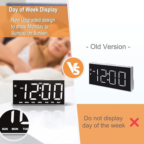 JALL Large Display Digital Alarm Clock with 2 USB Ports