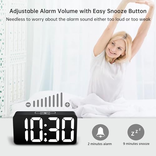 Digital Alarm Clock with Large Display and USB Port