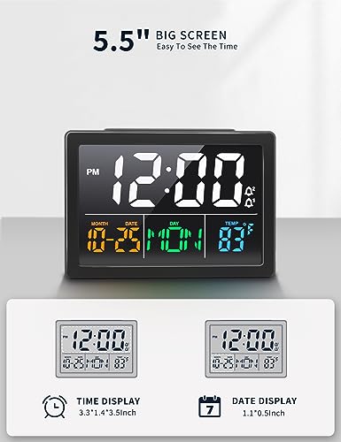 Large LED Digital Alarm Clock with Adjustable Brightness